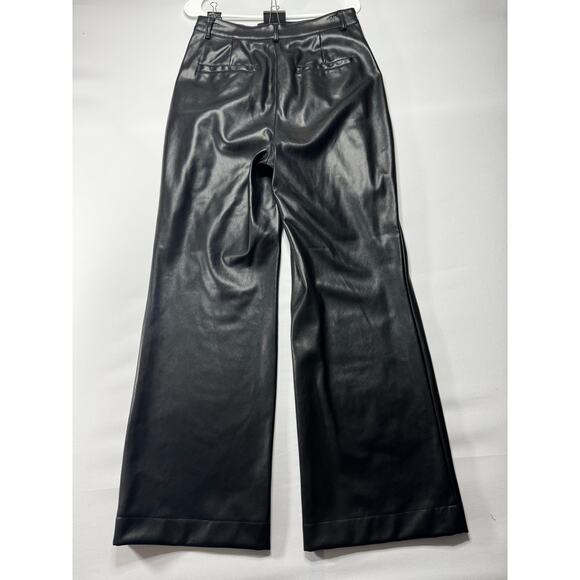 7 For All Mankind Women's Black Wide Leg Faux Leather Pants - Size M (28x30) - Picture 2 of 7